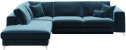 Devichy Rothe sötétkék bársony sarokkanapé, bal 302 cm (DEVICHY-ROTHE-37A-4L)