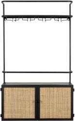 White Label Fekete lakkozott függő boros szekrény rattan töltettel WLL GUUJI 60 x 18 cm (7600015)