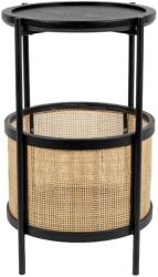 White Label Living Fekete oldalsó asztal WLL MAKOTO rattan szövéssel 30 cm (2300307)