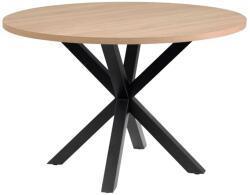 Kave Home Tölgy étkezőasztal Kave Home Argo 120 cm fekete fém talppal (LF-CC6021M46)