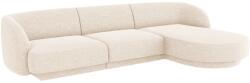 MICADONI Fehér zsenília sarokkanapé MICADONI Miley 259 cm, jobb (MIC_RC_140_F1_MILEY1)