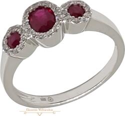 ÉkszerM Fehérarany Brill és Rubin Köves Gyűrű (méret: 54) AU 85118