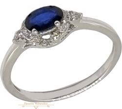 ÉkszerM Fehérarany Brill és Zafír Köves Gyűrű (méret: 54) AU 85112