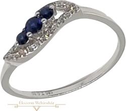 ÉkszerM Fehérarany Brill és Zafír Köves Gyűrű (méret: 53) AU 80489