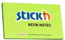 STICK N Öntapadós jegyzettömb STICK`N 76x127mm neon zöld 100 lap (21171) - vectraline