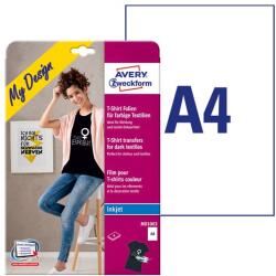 AVERY Textilre vasalható fólia AVERY MD1003 sötét pólóra vasalható tintasugaras nyomtatóhoz 4 íves (MD1003)