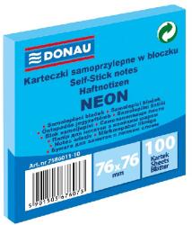 DONAU Öntapadós jegyzettömb DONAU 76x76 mm 100 lap neon kék (U7586011-10) - vectraline