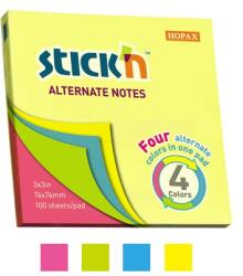STICK N Öntapadós jegyzettömb STICK`N 76x76mm neon mix 100 lap (21822) - vectraline