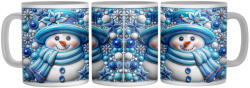  Kék Porcelán Hóember - 3D Mintás Bögre (255164)