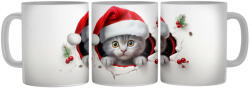  Mikulás sapkás kiscica - 3D Mintás Bögre (393847)