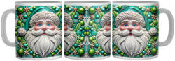  Zöld Porcelán Télapó - 3D Mintás Bögre (173390)