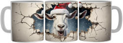 Mikulás sapkás kecske - 3D Mintás Bögre (502408)