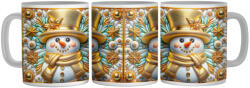 Arany Porcelán Hóember - 3D Mintás Bögre (836920)