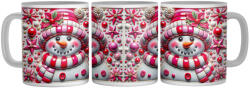 Színes Porcelán Hóember - 3D Mintás Bögre (662351)