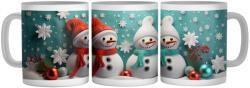Hóember és Hópelyhek - 3D Mintás Bögre (884724)
