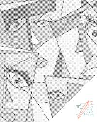  PontPöttyöző - Absztrakt arcok 2 30x40 cm Keretezés: Kartonlemezen