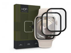 HOFI Hybrid Pro+ Glass Apple Watch Series 7 / 8 / 9 (41mm) üvegfólia fekete kerettel (HO302734) (HO302734)