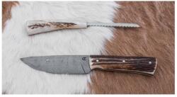 Jiří Čurda Damaszkuszi vadászkés minifűrésszel 11 cm szarvas agancs 536 (CU0031)