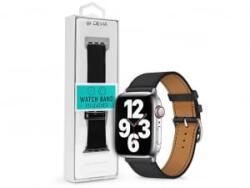 DEVIA Elegant PU Leather Apple Watch 42/44/45/49mm bőr szíj fekete (ST365447) (ST365447)