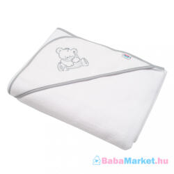 NEW BABY Gyermek frottír törölköző hímzéssel és kapucnival New Baby 100x100 fehér maci - babamarket