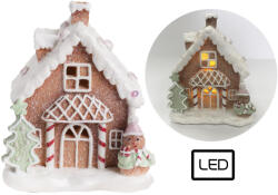 QX-Impex Karácsonyi mézeskalács Házikó LED-es, barna 12x14 cm (046070)