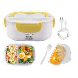 Beper Електрическа кутия за обяд Beper 90.920G, 40W, 1 л, До 60C, 2 подвижни oтделения, Светлинен индикатор, Бял/Жълт (90.920G)