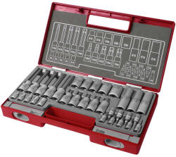 Fortum set de fișe și prize cu biți 1/4" și 1/2", TORX, 32 buc; 61CrV5 FORTUM