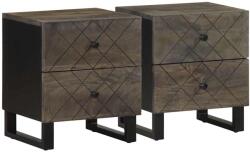 vidaXL 2 db fekete tömör mangófa éjjeliszekrény 40 x 33 x 46 cm (4017683)