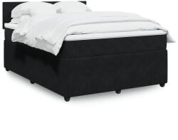 vidaXL fekete bársony rugós ágy matraccal 140 x 190 cm (3287736)