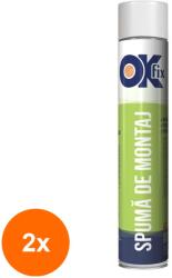 Ok Fix Set 2 x Spuma Poliuretanica de Montaj Pistol 750 ml, Ok Fix (ORP-2xPAC-00619)