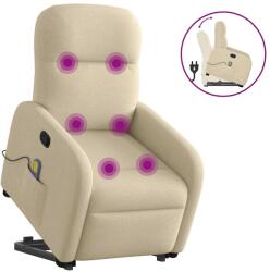 vidaXL krémszínű szövet felállást segítő dönthető masszázsfotel (3302990)