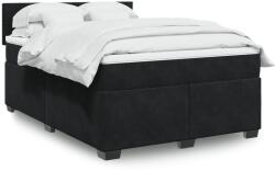 vidaXL fekete bársony rugós ágy matraccal 140 x 190 cm (3286308)