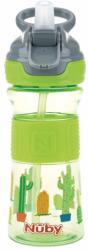 Nuby Sportos üveg puha, összecsukható szívószállal 360 ml, zöld, 3+