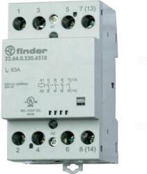 Finder 22.64. 0.230. 4310 Installációs mágneskapcsoló, kontaktor, 63A , 4záró é. , 230V AC/DC mechanikus állapotjelzés (22.64.0.230.4310)