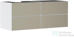 Hansgrohe XEVOLOS E 137x55 cm-es 4 fiókos fali szekrény pult nélkül, balos kivágású pulthoz, matt fehér/texturált bronz 54236390 (54236390)