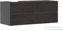 Hansgrohe XEVOLOS E 137x55 cm-es 4 fiókos fali szekrény pult nélkül, balos kivágású pulthoz, matt palaszürke/sötét tölgy 54238730 (54238730)