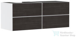 Hansgrohe XEVOLOS E 137x55 cm-es 4 fiókos fali szekrény pult nélkül, balos kivágású pulthoz, matt fehér/sötét tölgy 54236730 (54236730)