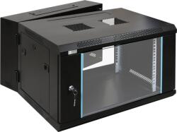 Pulsar RWD666 19" 6U 600x600 fali rack szekrény; kiforgatható; készre szerelt; fekete (RWD666)