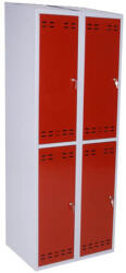 INTRA Fém öltözőszekrény INTRA, 4 rekeszes, piros/szürke (4011071336)