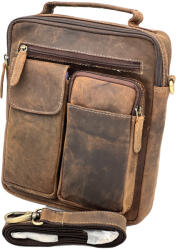  Geanta de umar barbati din Piele Naturala de Vanat, Hunter Brand, Handmade, Curele de Umar din piele, 23x28x10 cm