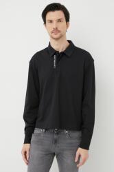 Calvin Klein pamut hosszúujjú fekete, sima - fekete M