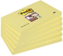 3M Öntapadó jegyzettömb csomag, 76×127 mm, 6×90 lap, 3M POSTIT „Super Sticky, kanári sárga (LP6556SSCYEU)