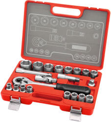 Extol dugókulcs készlet, racsnis 45fog, 1/2" 21db-os, 10-32mm (6523) (6523)