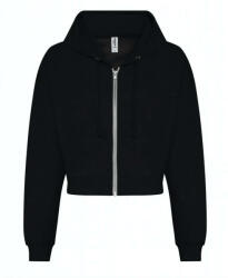 Just Hoods hasig érő cipzáros kapucnis Női pulóver AWJH065, Deep Black-S (awjh065dbl-s)