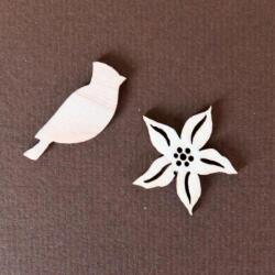  Natúr fa mikulásvirág + kardinálmadár. Virág mérete: 25x20 mm, virág mérete: 25 mm