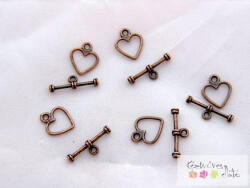  T-kapocs- vörös bronz szív, 5 szett/cs