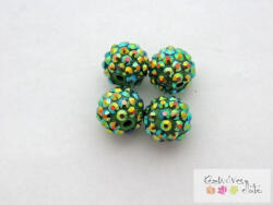 Shamballa strassz gyöngy 3db/cs - zöld