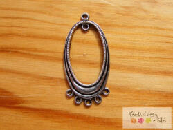 Antik ezüst színű ovális fülbevaló alap 2db/cs