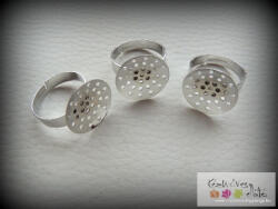  Szita fejű gyűrűalap 4db/cs - nikkel szín, nagyobb