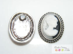  Kámea kaboson 23mm - antik ezüst